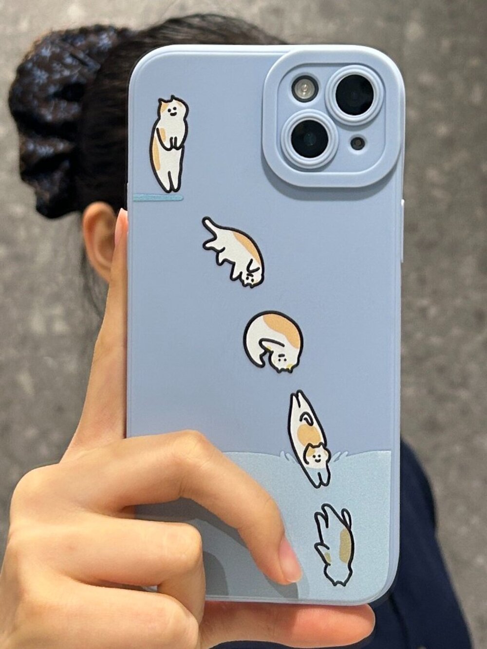 Minimalist Cat Diving iPhone Case | Korean Vibe